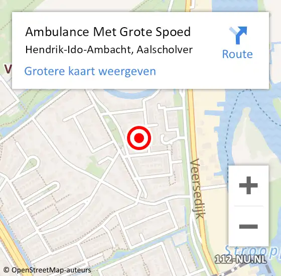 Locatie op kaart van de 112 melding: Ambulance Met Grote Spoed Naar Hendrik-Ido-Ambacht, Aalscholver op 18 september 2023 16:09