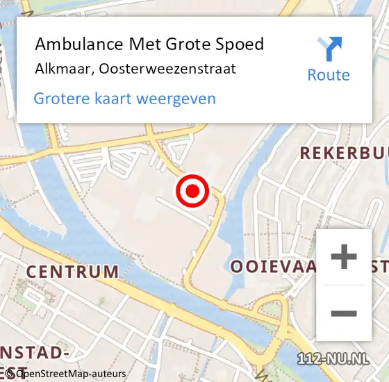 Locatie op kaart van de 112 melding: Ambulance Met Grote Spoed Naar Alkmaar, Oosterweezenstraat op 18 september 2023 16:42