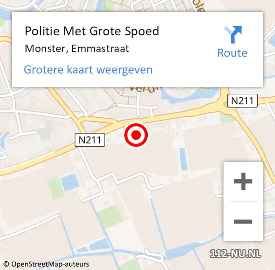 Locatie op kaart van de 112 melding: Politie Met Grote Spoed Naar Monster, Emmastraat op 18 september 2023 16:44