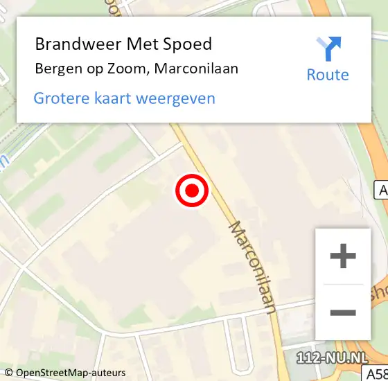 Locatie op kaart van de 112 melding: Brandweer Met Spoed Naar Bergen op Zoom, Marconilaan op 18 september 2023 17:01