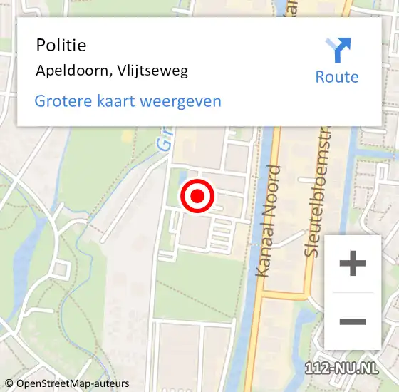 Locatie op kaart van de 112 melding: Politie Apeldoorn, Vlijtseweg op 18 september 2023 17:02
