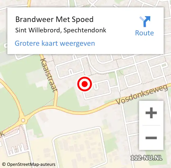 Locatie op kaart van de 112 melding: Brandweer Met Spoed Naar Sint Willebrord, Spechtendonk op 18 september 2023 17:20