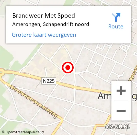 Locatie op kaart van de 112 melding: Brandweer Met Spoed Naar Amerongen, Schapendrift noord op 18 september 2023 17:36