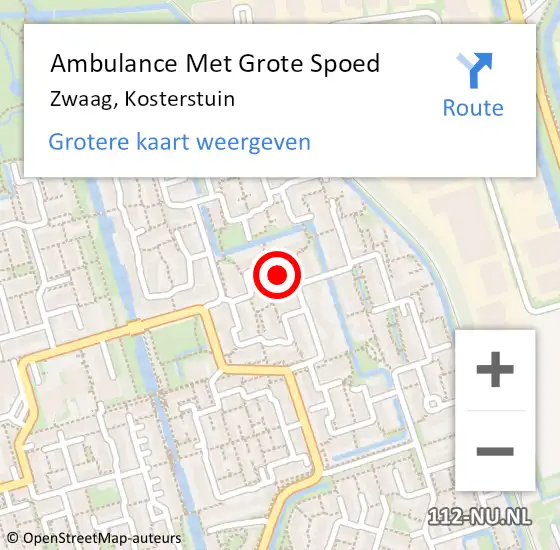 Locatie op kaart van de 112 melding: Ambulance Met Grote Spoed Naar Zwaag, Kosterstuin op 18 september 2023 17:41