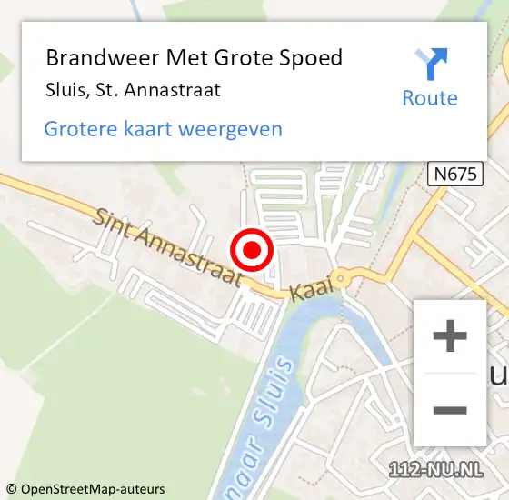 Locatie op kaart van de 112 melding: Brandweer Met Grote Spoed Naar Sluis, St. Annastraat op 18 september 2023 17:44