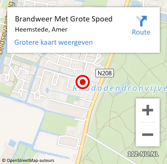 Locatie op kaart van de 112 melding: Brandweer Met Grote Spoed Naar Heemstede, Amer op 18 september 2023 17:50