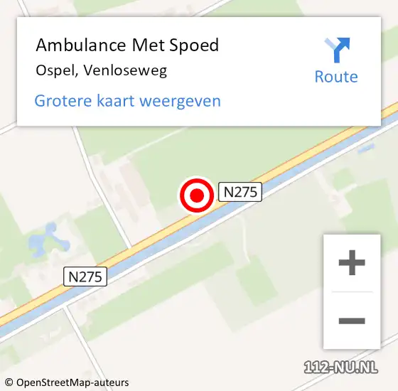Locatie op kaart van de 112 melding: Ambulance Met Spoed Naar Ospel, Venloseweg op 18 september 2023 17:53