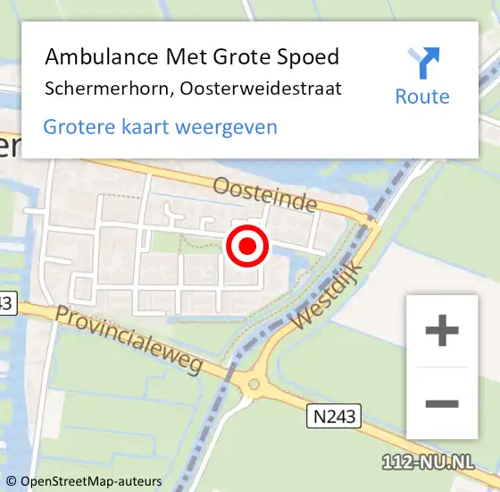 Locatie op kaart van de 112 melding: Ambulance Met Grote Spoed Naar Schermerhorn, Oosterweidestraat op 18 september 2023 18:06