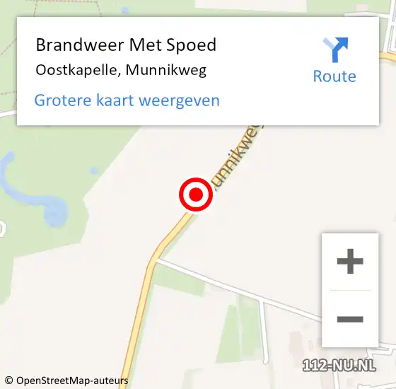 Locatie op kaart van de 112 melding: Brandweer Met Spoed Naar Oostkapelle, Munnikweg op 18 september 2023 18:09