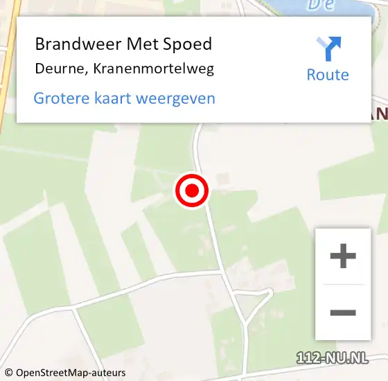 Locatie op kaart van de 112 melding: Brandweer Met Spoed Naar Deurne, Kranenmortelweg op 18 september 2023 18:10