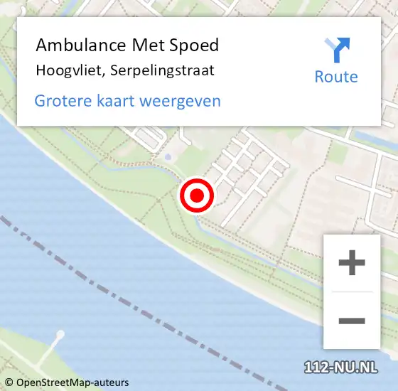 Locatie op kaart van de 112 melding: Ambulance Met Spoed Naar Hoogvliet, Serpelingstraat op 18 september 2023 18:17