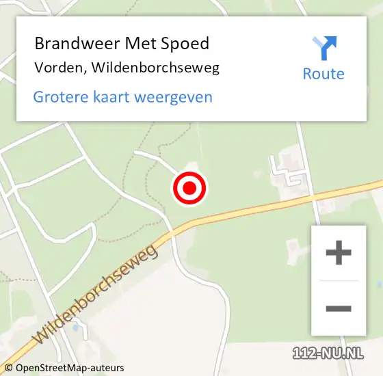 Locatie op kaart van de 112 melding: Brandweer Met Spoed Naar Vorden, Wildenborchseweg op 18 september 2023 18:30