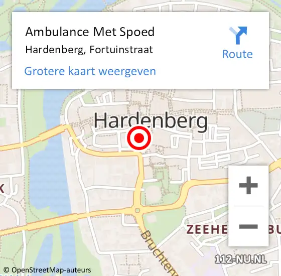 Locatie op kaart van de 112 melding: Ambulance Met Spoed Naar Hardenberg, Fortuinstraat op 8 september 2014 16:52