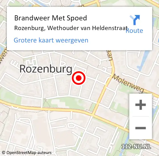 Locatie op kaart van de 112 melding: Brandweer Met Spoed Naar Rozenburg, Wethouder van Heldenstraat op 18 september 2023 19:03