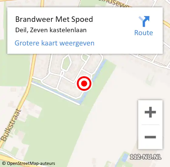 Locatie op kaart van de 112 melding: Brandweer Met Spoed Naar Deil, Zeven kastelenlaan op 18 september 2023 19:05