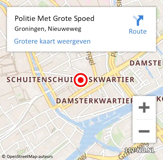 Locatie op kaart van de 112 melding: Politie Met Grote Spoed Naar Groningen, Nieuweweg op 18 september 2023 19:33