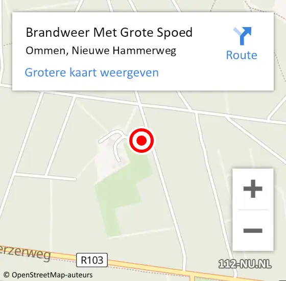 Locatie op kaart van de 112 melding: Brandweer Met Grote Spoed Naar Ommen, Nieuwe Hammerweg op 18 september 2023 19:43