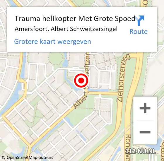 Locatie op kaart van de 112 melding: Trauma helikopter Met Grote Spoed Naar Amersfoort, Albert Schweitzersingel op 18 september 2023 19:50