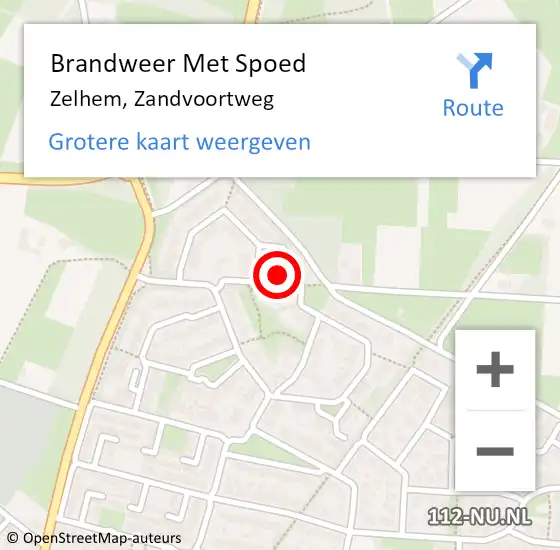 Locatie op kaart van de 112 melding: Brandweer Met Spoed Naar Zelhem, Zandvoortweg op 18 september 2023 20:01