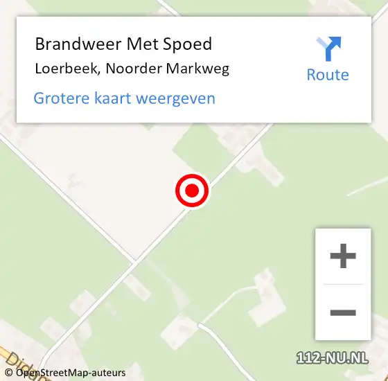 Locatie op kaart van de 112 melding: Brandweer Met Spoed Naar Loerbeek, Noorder Markweg op 18 september 2023 20:03