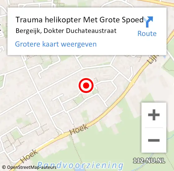 Locatie op kaart van de 112 melding: Trauma helikopter Met Grote Spoed Naar Bergeijk, Dokter Duchateaustraat op 18 september 2023 20:13
