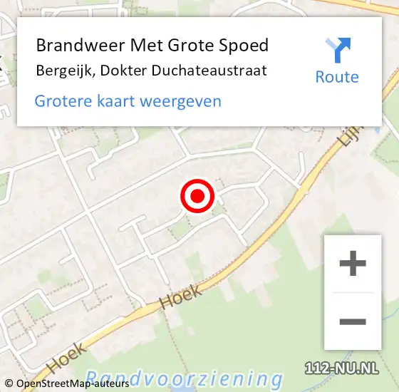 Locatie op kaart van de 112 melding: Brandweer Met Grote Spoed Naar Bergeijk, Dokter Duchateaustraat op 18 september 2023 20:14