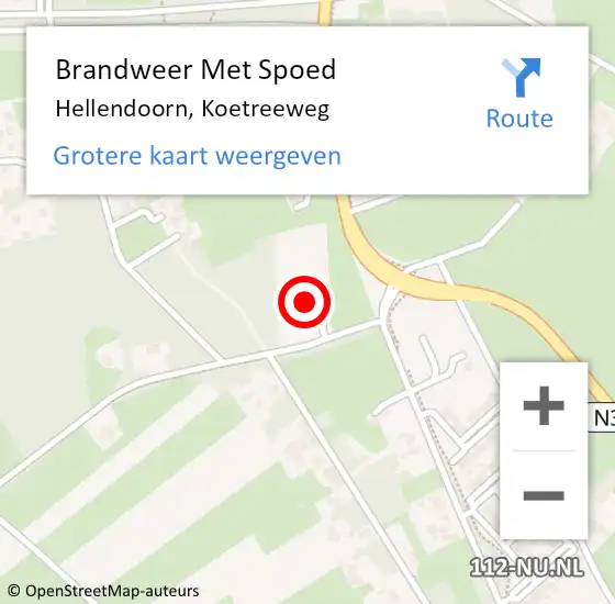 Locatie op kaart van de 112 melding: Brandweer Met Spoed Naar Hellendoorn, Koetreeweg op 18 september 2023 20:14