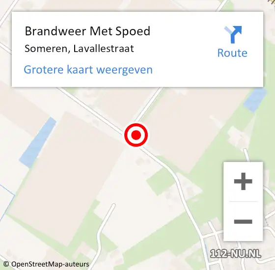 Locatie op kaart van de 112 melding: Brandweer Met Spoed Naar Someren, Lavallestraat op 18 september 2023 20:18