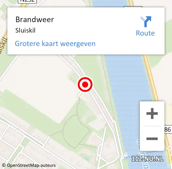 Locatie op kaart van de 112 melding: Brandweer Sluiskil op 18 september 2023 20:42