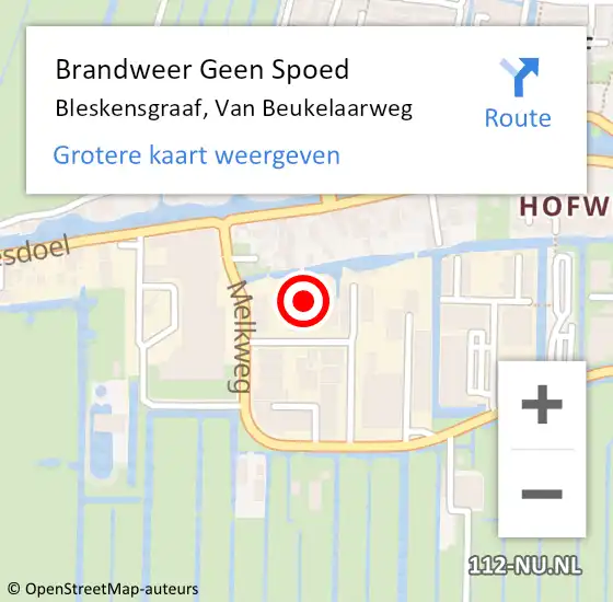 Locatie op kaart van de 112 melding: Brandweer Geen Spoed Naar Bleskensgraaf, Van Beukelaarweg op 18 september 2023 21:07