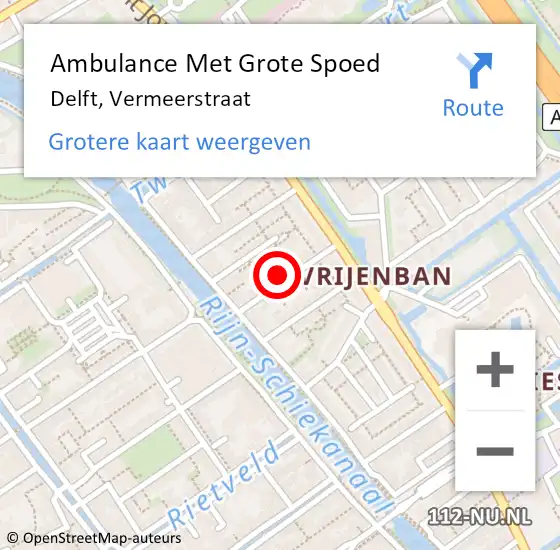 Locatie op kaart van de 112 melding: Ambulance Met Grote Spoed Naar Delft, Vermeerstraat op 18 september 2023 21:17