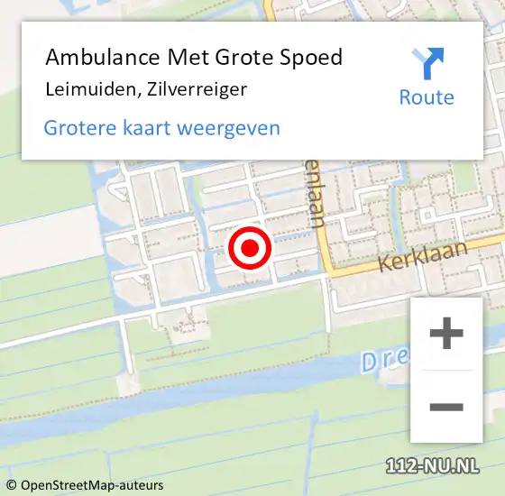 Locatie op kaart van de 112 melding: Ambulance Met Grote Spoed Naar Leimuiden, Zilverreiger op 18 september 2023 21:24