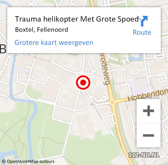 Locatie op kaart van de 112 melding: Trauma helikopter Met Grote Spoed Naar Boxtel, Fellenoord op 18 september 2023 21:55