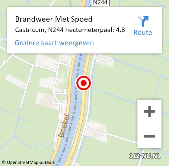 Locatie op kaart van de 112 melding: Brandweer Met Spoed Naar Castricum, N244 hectometerpaal: 4,8 op 18 september 2023 22:10