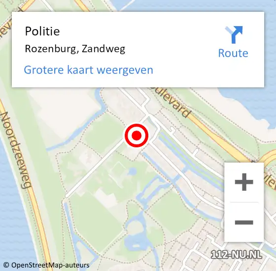 Locatie op kaart van de 112 melding: Politie Rozenburg, Zandweg op 18 september 2023 22:12
