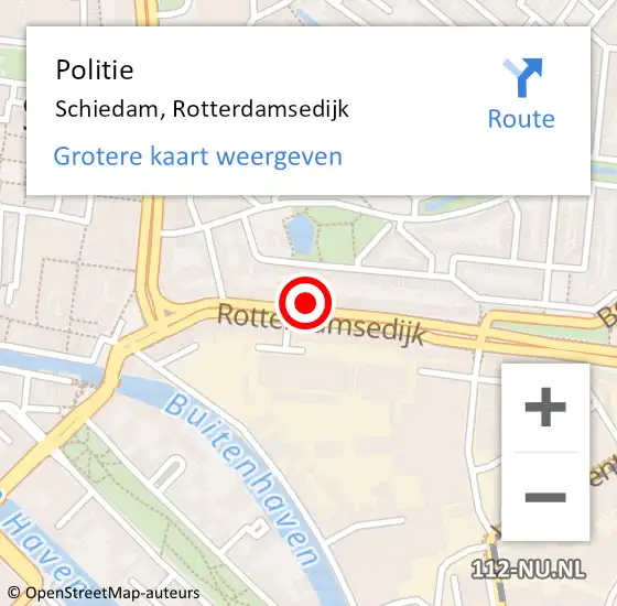 Locatie op kaart van de 112 melding: Politie Schiedam, Rotterdamsedijk op 18 september 2023 22:28