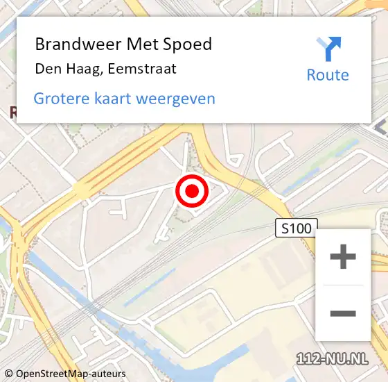Locatie op kaart van de 112 melding: Brandweer Met Spoed Naar Den Haag, Eemstraat op 18 september 2023 22:59
