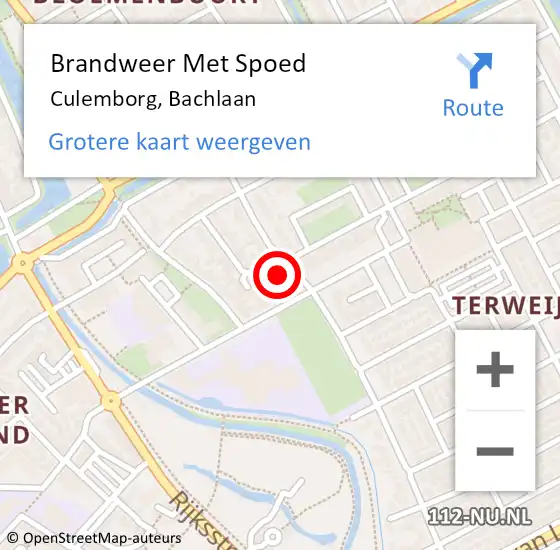 Locatie op kaart van de 112 melding: Brandweer Met Spoed Naar Culemborg, Bachlaan op 18 september 2023 23:03