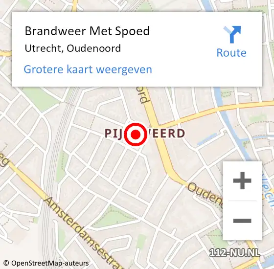 Locatie op kaart van de 112 melding: Brandweer Met Spoed Naar Utrecht, Oudenoord op 18 september 2023 23:14