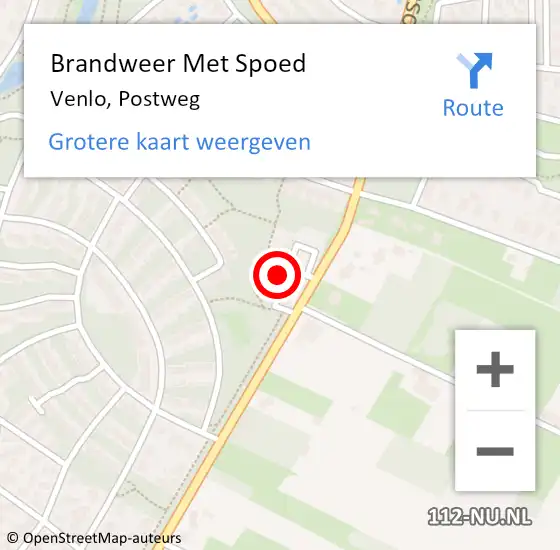Locatie op kaart van de 112 melding: Brandweer Met Spoed Naar Venlo, Postweg op 18 september 2023 23:18