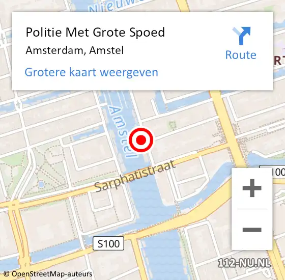 Locatie op kaart van de 112 melding: Politie Met Grote Spoed Naar Amsterdam, Amstel op 18 september 2023 23:18