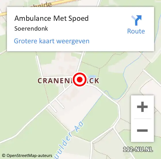 Locatie op kaart van de 112 melding: Ambulance Met Spoed Naar Soerendonk op 19 september 2023 00:06