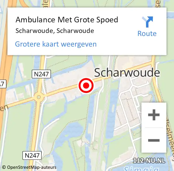Locatie op kaart van de 112 melding: Ambulance Met Grote Spoed Naar Scharwoude, Scharwoude op 19 september 2023 00:08