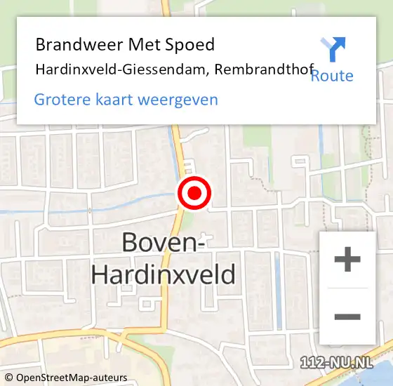 Locatie op kaart van de 112 melding: Brandweer Met Spoed Naar Hardinxveld-Giessendam, Rembrandthof op 19 september 2023 00:09