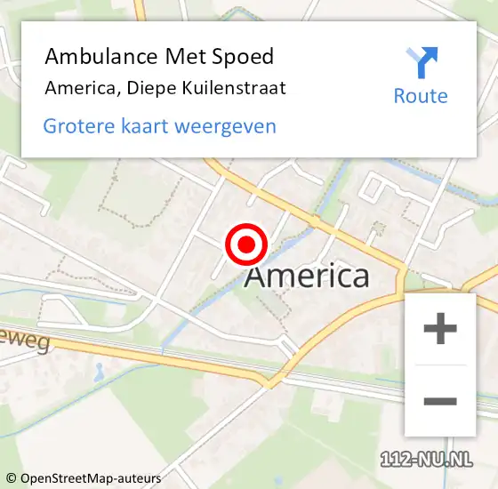 Locatie op kaart van de 112 melding: Ambulance Met Spoed Naar America, Diepe Kuilenstraat op 13 oktober 2013 23:55