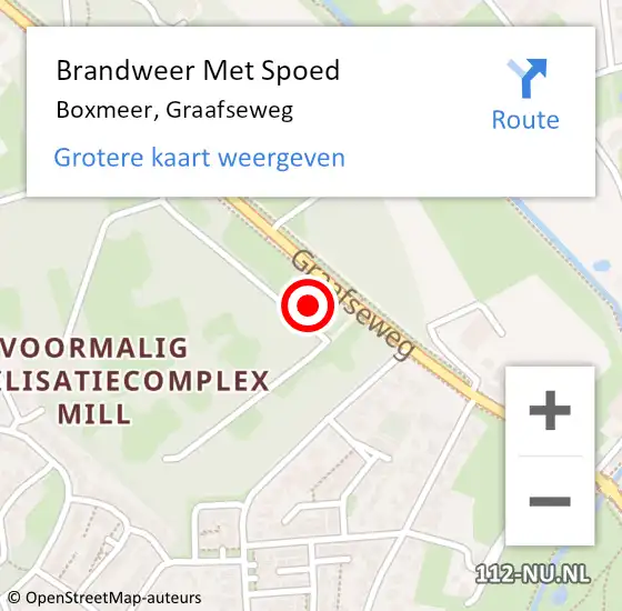 Locatie op kaart van de 112 melding: Brandweer Met Spoed Naar Boxmeer, Graafseweg op 19 september 2023 00:19