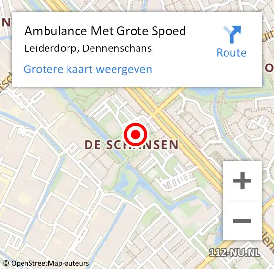 Locatie op kaart van de 112 melding: Ambulance Met Grote Spoed Naar Leiderdorp, Dennenschans op 19 september 2023 01:23