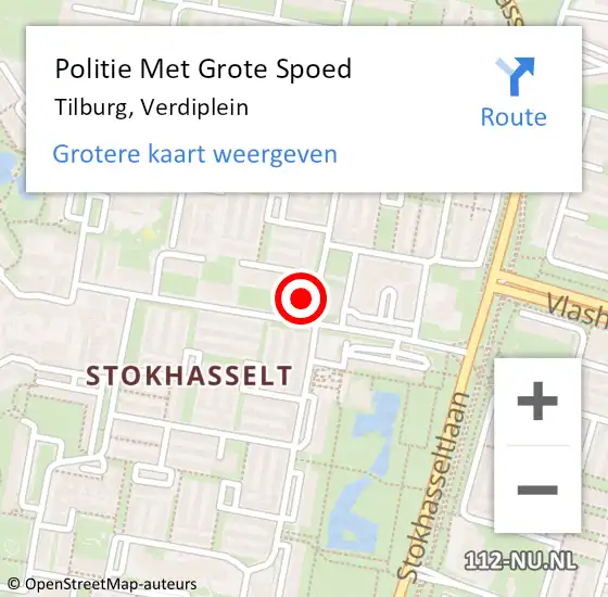 Locatie op kaart van de 112 melding: Politie Met Grote Spoed Naar Tilburg, Verdiplein op 19 september 2023 02:08