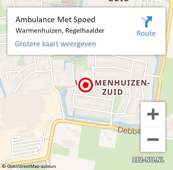 Locatie op kaart van de 112 melding: Ambulance Met Spoed Naar Warmenhuizen, Regelhaalder op 19 september 2023 03:11