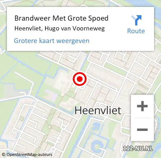 Locatie op kaart van de 112 melding: Brandweer Met Grote Spoed Naar Heenvliet, Hugo van Voorneweg op 19 september 2023 04:24